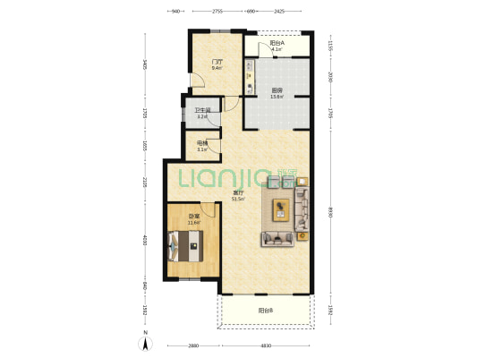 香邑溪谷叠拼别墅  毛坯房  随意装修-户型图