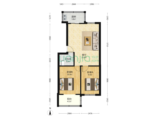 营顺路西小区 2室1厅1卫 62平方