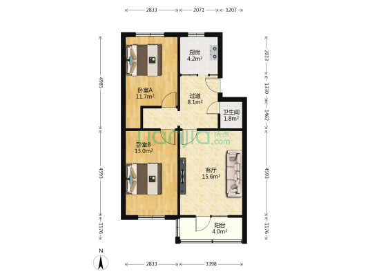 省体委家属院 2室1厅1卫 68平方