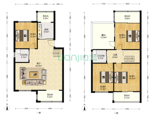 方舟温泉花园 4室1厅2卫 161平方