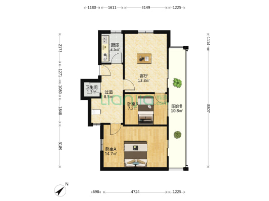 元和里4号 2室1厅1卫 67平方
