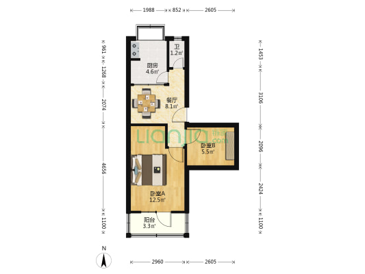 兰铁党校（第一新村） 2室1厅1卫 40平方