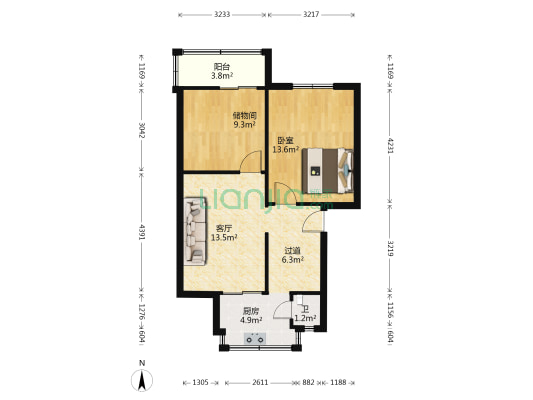 荷叶巷26号 1室1厅1卫 54平方