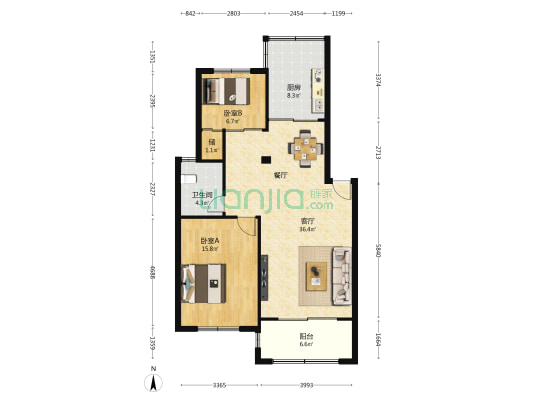建德花园玫瑰苑(公寓) 2室1厅1卫 91平方