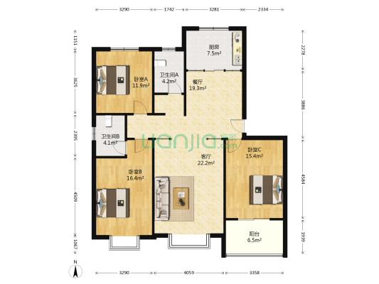 商都盛世家园 3室2厅2卫 140平方