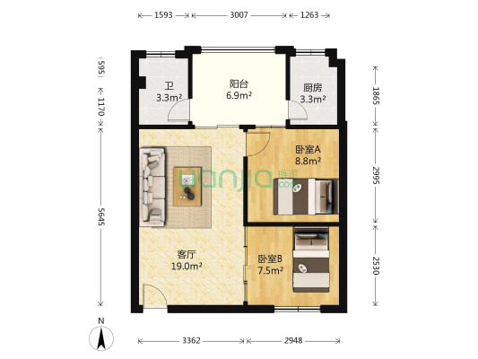 益鹏翠苑 2室1厅1卫 62平方