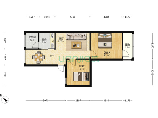 东风里街住宅 2室1厅1卫 58平方