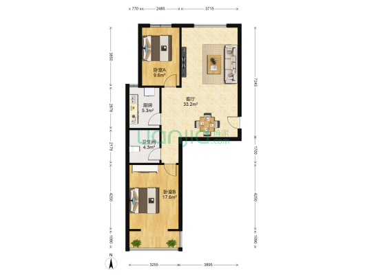 凤河公寓 2室1厅1卫 96平方