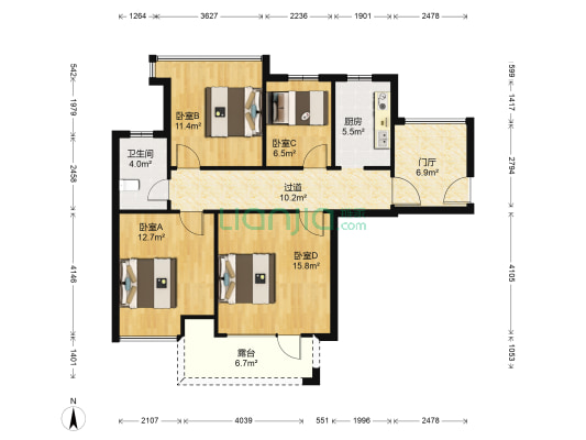 米兰东湖湾 4室0厅1卫 92平方