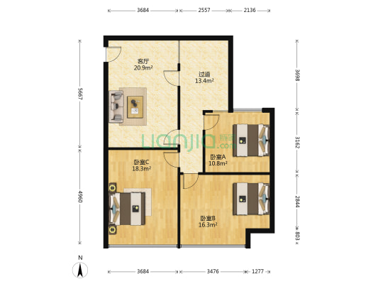 华美欧大厦 3室1厅0卫 123平方