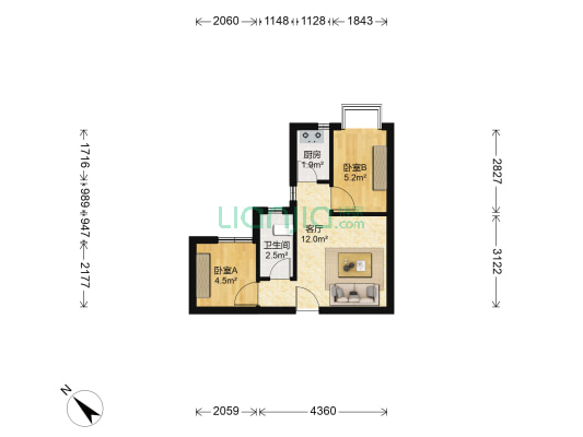 旭飞华安园 2室1厅1卫 41平方