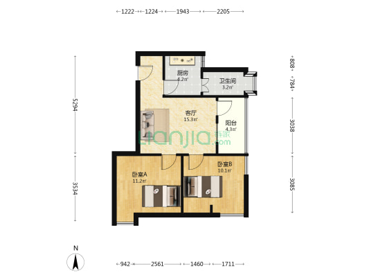 风华阁 2室1厅1卫 58平方