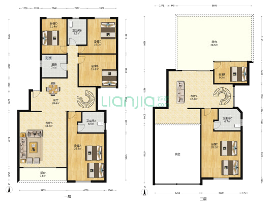 富康苑 6室3厅3卫 286平方