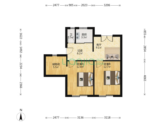 阜南路149号 2室1厅1卫 62平方