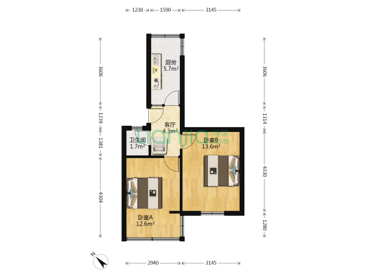 顺城大街 2室1厅1卫 38平方