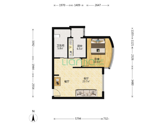云和花园 1室1厅1卫 67平方
