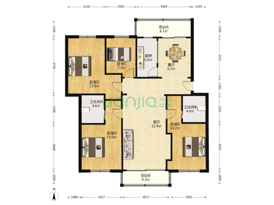 文化路89号 4室2厅2卫 142平方