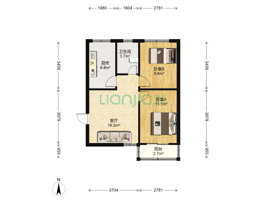 西山小区点式楼 2室1厅1卫 65平方