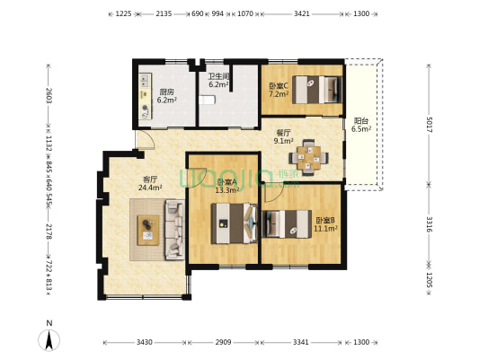 将军新村 3室2厅1卫 50平方