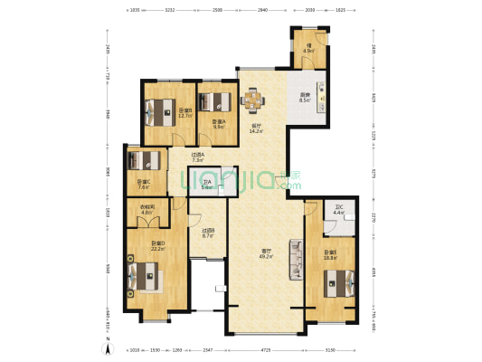 梧桐府 5室2厅2卫 249平方