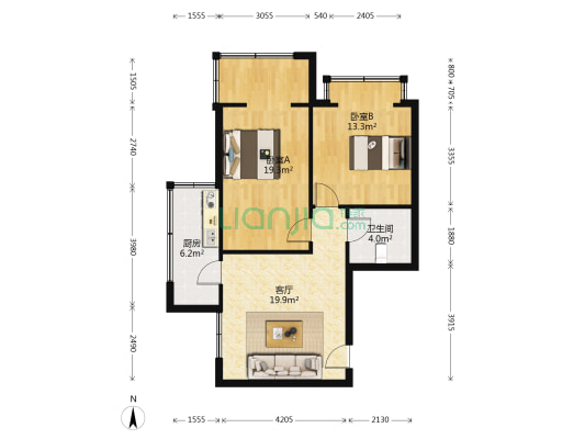 人防大厦 2室1厅1卫 79平方