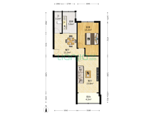 财政厅家属院 1室2厅1卫 54平方