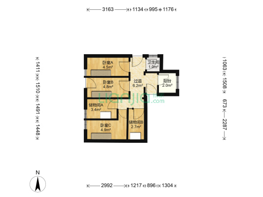 北安路 3室0厅1卫 43平方