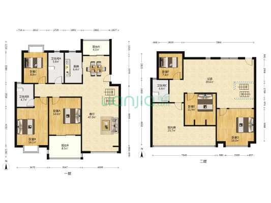 河滨花园 6室1厅3卫 206平方