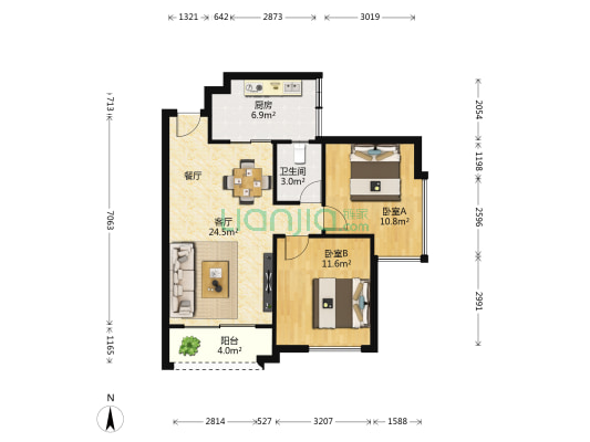 昌泰尊府 2室1厅1卫 69平方