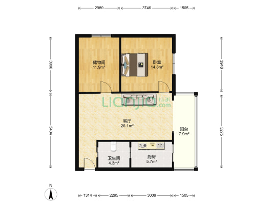 南郡新城 1室1厅1卫 96平方