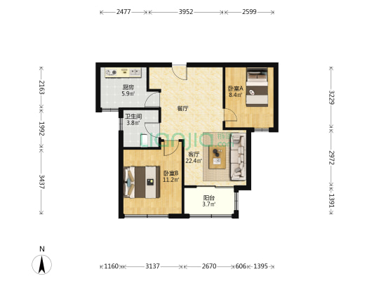 塘和家园-文康苑 2室1厅1卫 79平方