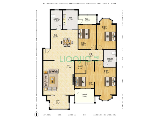 陕西燃气集团工程有限公司家属院 4室2厅2卫 204平方
