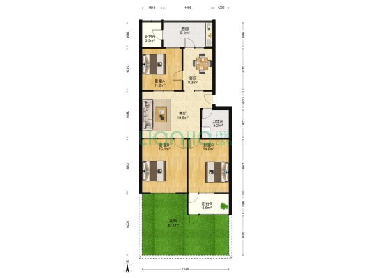 东青龙街住宅 3室2厅1卫 113平方