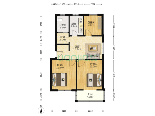 苏家潭 3室1厅1卫 71平方