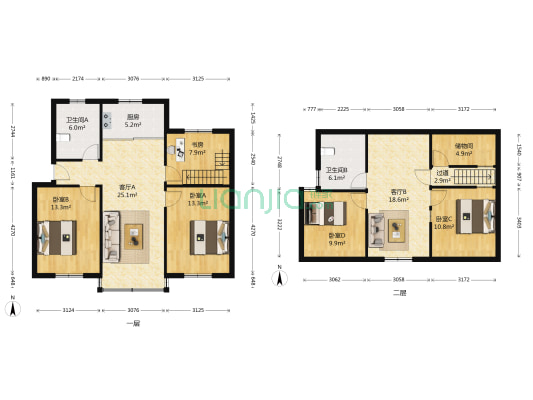 枫舟苑 5室2厅2卫 93平方