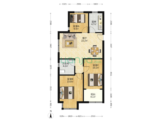 凤仪西园 3室1厅1卫 88平方
