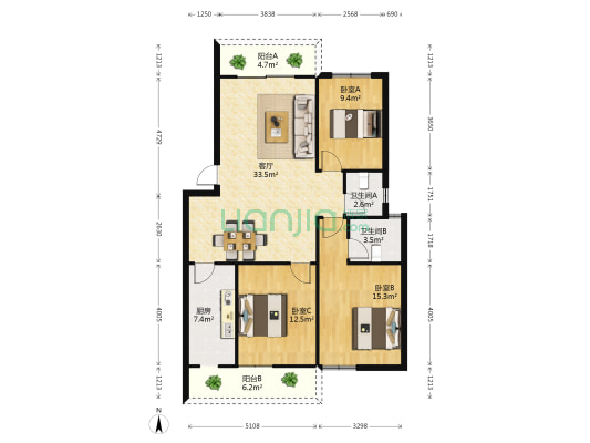 五象彩蝶居 3室1厅2卫 111平方
