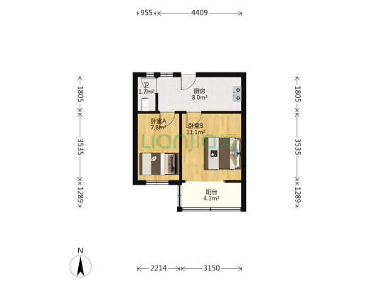 美湖小区 2室0厅1卫 37平方