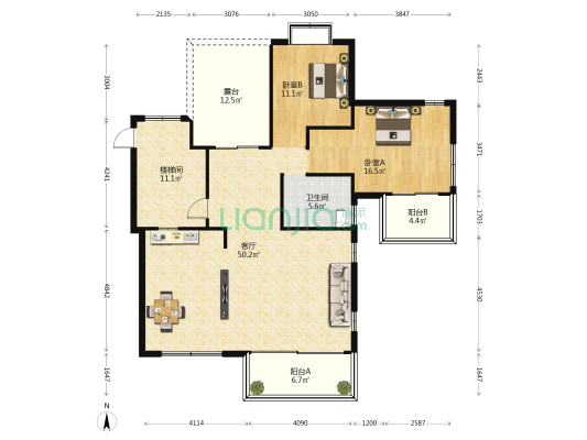 鲁能三亚湾美丽3区B区东区 2室1厅1卫 116平方
