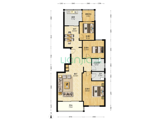 翠苑里 3室2厅2卫 136平方