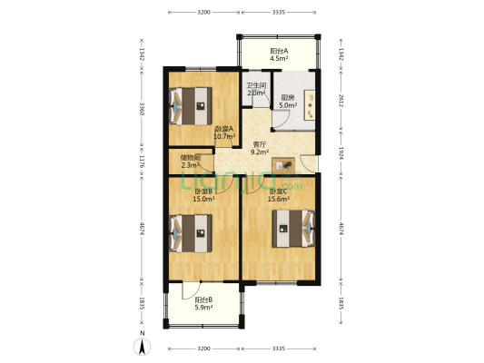 邮局宿舍 3室1厅1卫 79平方