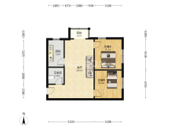 房本满五唯一 精装修 两居室 看房随时-涿州鸿盛凯旋门户型图