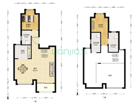 光谷正荣府 2室1厅3卫 143平方
