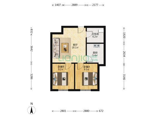 凤凰城 2室1厅1卫 70平方