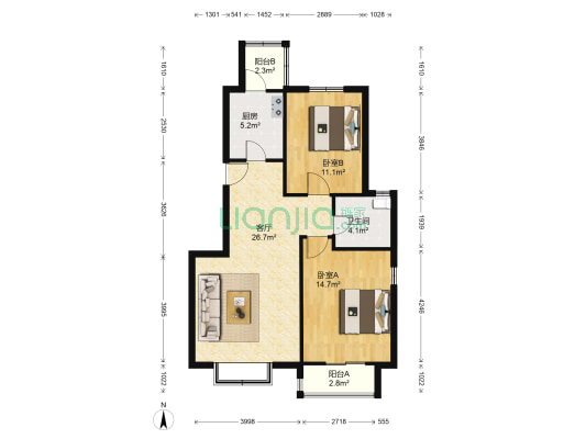 和顺家园三区 2室1厅1卫 92平方