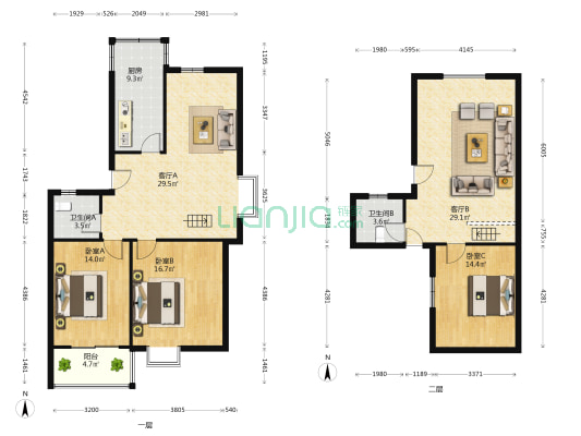 近水阁小区 3室2厅2卫 130平方