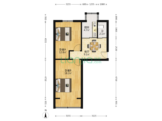 省第三人民医院家属院 2室1厅1卫 54平方