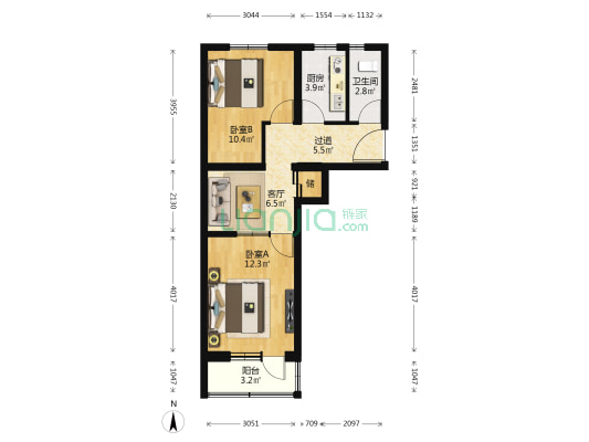 魏染胡同 2室1厅1卫 58平方