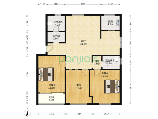 流虹路910号 3室1厅3卫 121平方