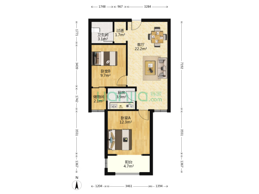 花漾里 2室1厅1卫 86平方
